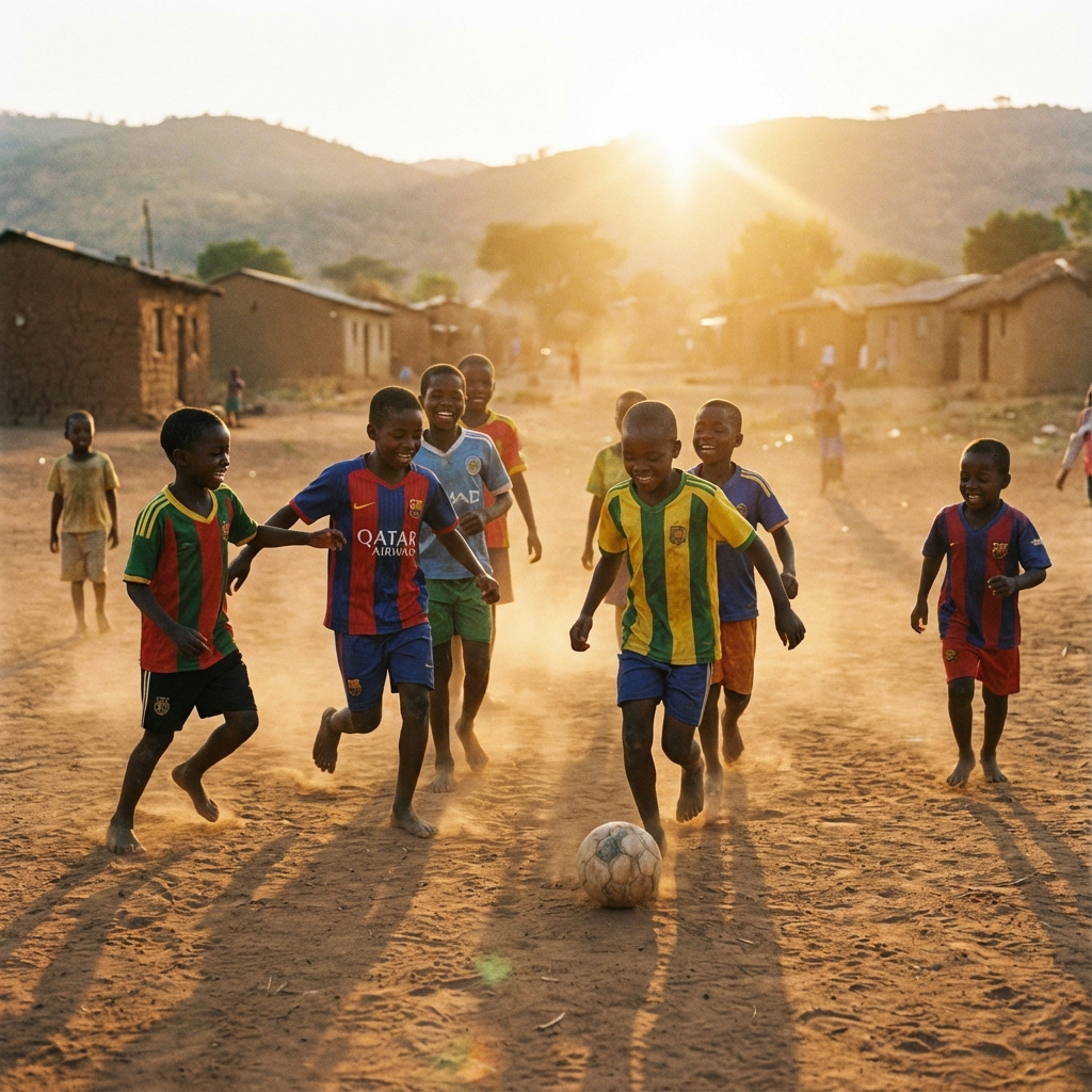 Children playing football